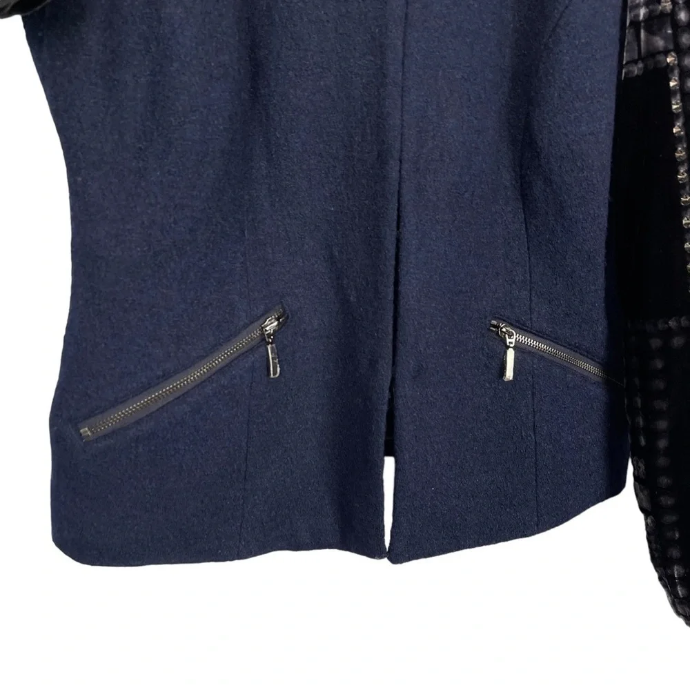 CHICOS BLACK LABEL BROCADE STUDDED VELVET WOOL BLEND 2 BUTTON JACKET